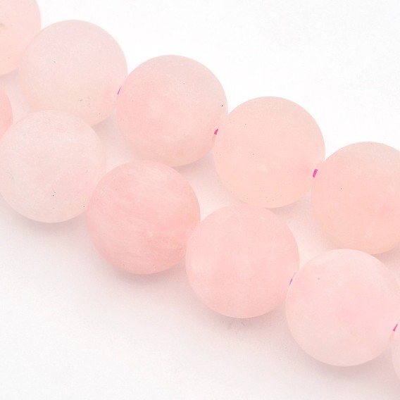 Frosted Round Natural Rose Quartz Beads Strands