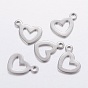 304 Stainless Steel Hollow Pendants, Open Heart Charms