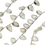 Natural Green Quartz Carved Beads Strands, Leaf, Top Drilled, with Tassel