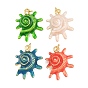 Colgantes de esmalte de bronce, dijes con forma de caracola, sin plomo y cadmio, chapado en rack, larga duración plateado, real 18 k chapado en oro