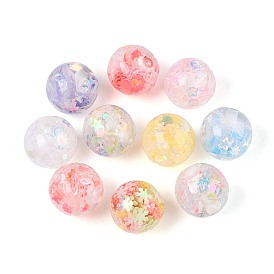 Прозрачный бисер cmолой, круглые, с блестка