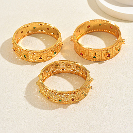 Винтажные латунные браслеты с микропаве из кубического циркония и филигранной отделкой, шарнирные браслеты для женщин