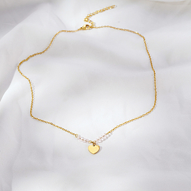 Простые ожерелья с подвеской в виде сердца из нержавеющей стали для ежедневного ношения женщинами