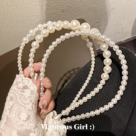 Bandeau de perles rétro pour femme, accessoires pour cheveux simples et polyvalents