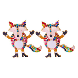 Sparkling Alloy Fox Earrings with Rhinestone for Women - Creative Christmas Fashion Accessories