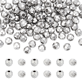 100 шт. 304 бусины из нержавеющей стали, круглые, алмазная огранка