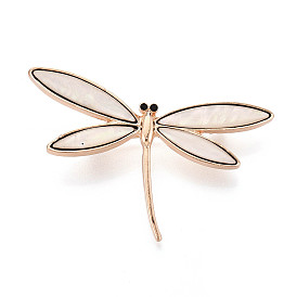 Белые булавки из ракушек, латунная брошь-булавка с кубическим цирконием, инкрустированная бриллиантами., стрекоза, золотой свет