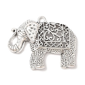 Tibetan Style Alloy Elephant Big Pendants, Cadmium Free & Lead Free, 59x47.5x11mm, Hole: 4mm, about 28pcs/500g