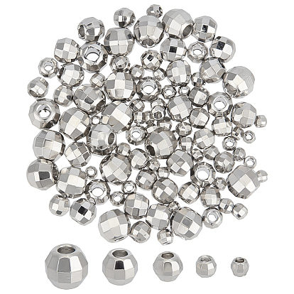 100 шт 5 стили латунные бусины, круглые, граненые