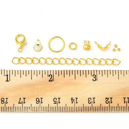 Kit de recherche de fabrication de bijoux de bricolage, y compris les pointes de perles de fer et le prolongateur de chaîne, Fermoir mousqueton, fermoirs de homard en alliage de zinc , Pendentifs en acier inoxydable, Anneaux en laiton