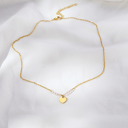 Простые ожерелья с подвеской в виде сердца из нержавеющей стали для ежедневного ношения женщинами