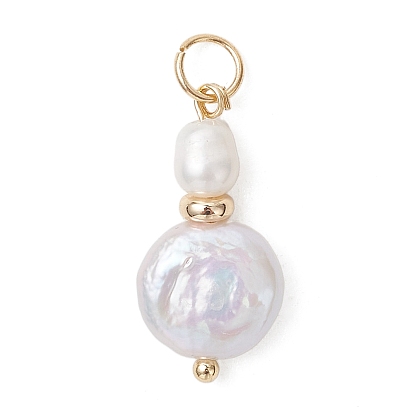 Подвески из натурального барочного жемчуга кеши., подвески в виде тыкв с латунными бусинами, белые