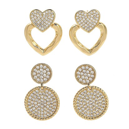 Серьги-гвоздики из латунного микро-паве, реальный 18 k позолоченный