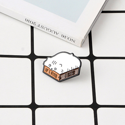 Adorable Cartoon Cat Alloy Brooch Pin in Cute Paper Box - Fashion Accessory Badge