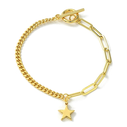 Golden Brass Charm Bracelets, with Paperclip & Curb Chains