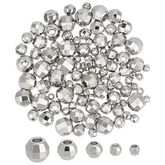 100 шт 5 стили латунные бусины, круглые, граненые