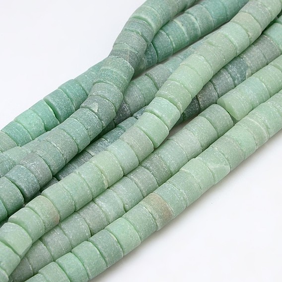 Natural Frosted Gemstone Green Aventurine Beads Strands, Column