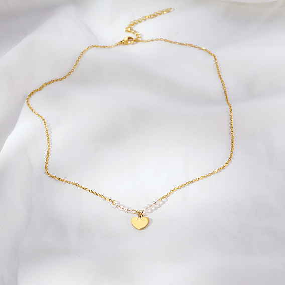 Простые ожерелья с подвеской в виде сердца из нержавеющей стали для ежедневного ношения женщинами