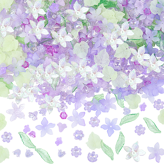 Наборы для самостоятельного изготовления фурнитуры в виде цветочных листьев, в том числе акриловые бусины и подвески, акриловый шарик крышки