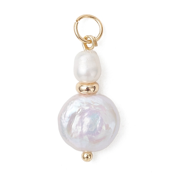 Подвески из натурального барочного жемчуга кеши., подвески в виде тыкв с латунными бусинами, белые