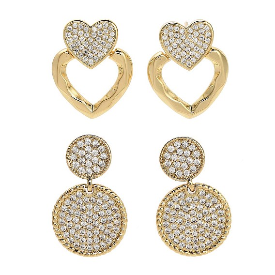 Серьги-гвоздики из латунного микро-паве, реальный 18 k позолоченный