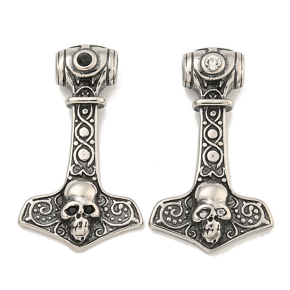 316 хирургические подвески из нержавеющей стали, со стразами, молот Тора с подвеской в виде черепа