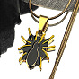 201 Colliers pendentifs araignée noire d'Halloween en acier inoxydable émaillé