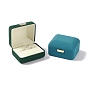 PU Leather Ring Gift Boxes, with Iron Crown, Cuboid