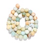 Natural Flower Amazonite Beads Strands, Frosted, Round