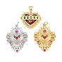 Brass Micro Pave Cubic Zirconia Pendants, with Red Enamel, Heart Charms, Rack Plating, Long-Lasting Plated, Lead Free & Cadmium Free