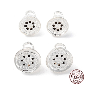 925 Sterling Silver Pendants, with Jump Rings, Lotus Charms, with S925 Stamp