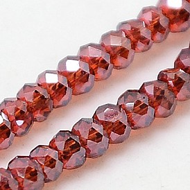 Electroplate Glass Beads Strands, Full Rainbow Plated, Faceted, Rondelle