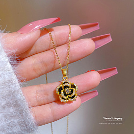 925 Silver Mountain Camellia Diamond Necklace - Elegant, Dainty, Delicate Jewelry