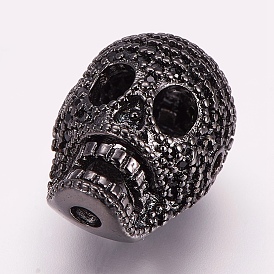 Латунные микро проложить кубического циркония бусы, череп