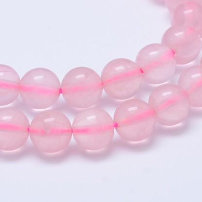 Natural Madagascar Rose Quartz Beads Strads, Grade AA, Round