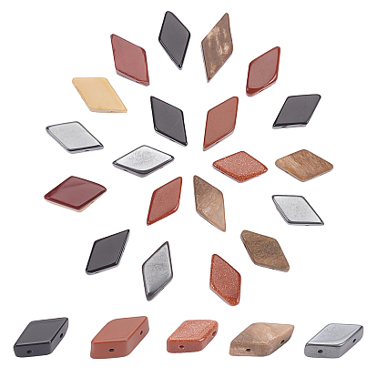 20Pcs 5 Style Gemstone Multi-Strand Links, Rhombus