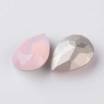 Faceted Teardrop K9 Glass Rhinestone Cabochons, Grade A, Pointed Back & Back Plated