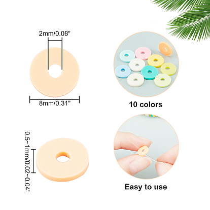 SUPERFINDINGS Eco-Friendly Handmade Polymer Clay Beads, Disc/Flat Round, Heishi Beads