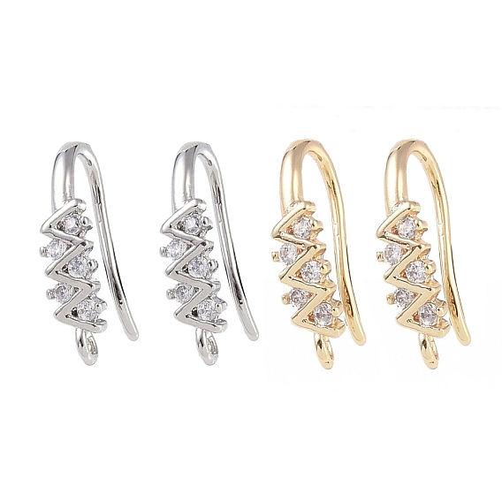Латунь микро проложить кубического циркония серьги крючки, рыболовный крючок