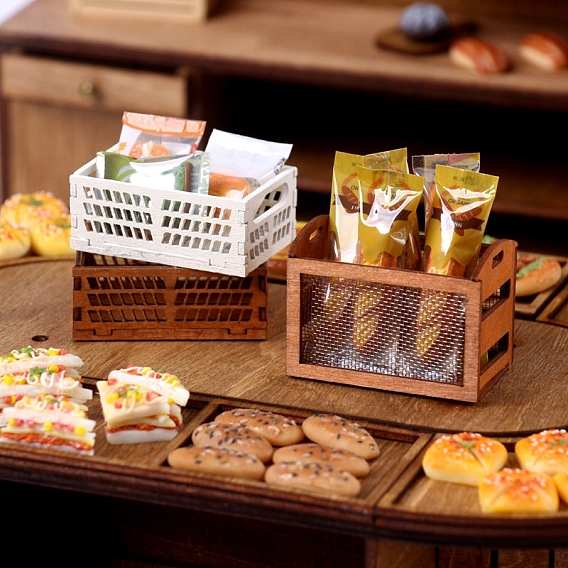 Мини-модель деревянной корзины, аксессуары для кукольного домика с микро-ландшафтом, притворяясь опорными украшениями