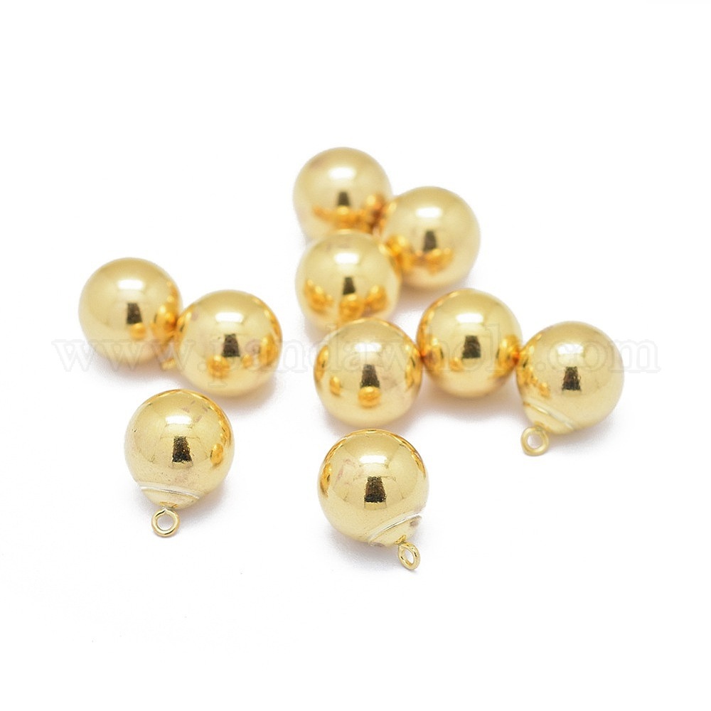 Yellow Gold Filled Charms, 1/20 14K Gold Filled, Cadmium Free & Nickel Free  & Lead Free, Ball, 8.5x6mm, Hole: 1.2mm