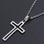 201 Stainless Steel Pendant Necklaces, with Cable Chains and Lobster Claw Clasps, Cross