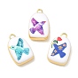 Printed Brass Pendants, Arch & Bird Pattern Charms, Rack Plating, Long-Lasting Plated, Lead Free & Cadmium Free, Real 18K Gold Plated