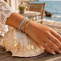 2Pcs 2 Colors Adjustable Polyester Braided Bracelets with 304 Stainless Steel and Brass Cross and Saint Benedict Medal Tassel Charms, Golden