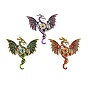 Pines esmaltados de dragones steampunk, Broches de solapa de aleación con diamantes de imitación para ropa