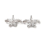 Brass Micro Pave Clear Cubic Zirconia Slide Charms, Flower