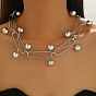 Iron S-shape Link Chain Choker Necklaces with Round Ball for Women