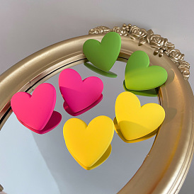 Colorful Girl Style Matte Solid Color Big Peach Heart Earrings - High-end, All-match.