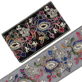 Ruban polyester style ethnique, pour accessoires de vêtement, avec des paillettes