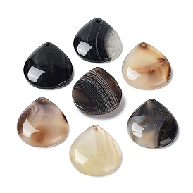 Natural Banded Agate/Striped Agate Pendants, Dyed & Heated, Teardrop Charms
